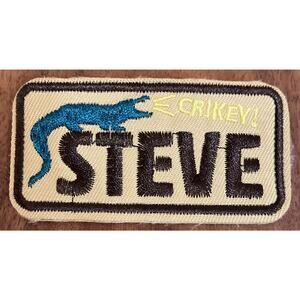 Vintage Crocodile Name Patch Steve Crikey! Zoo Embroidery Iron On Pinback Unique